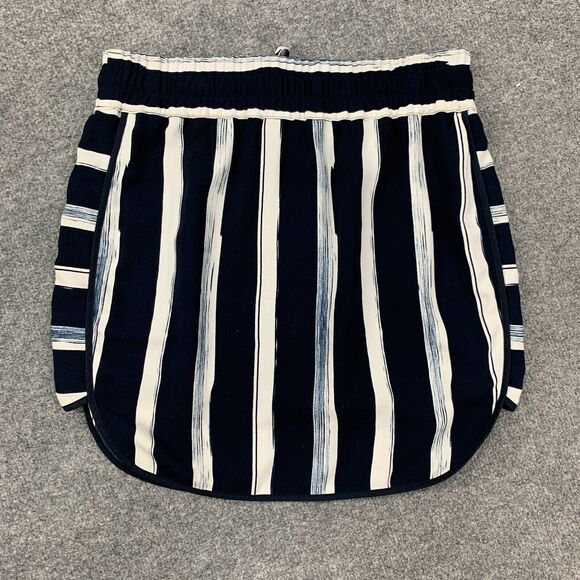 Moods Of Norway Skirt Womens 36 US 4 Navy Curved Hem Striped Drawstring Lined - Picture 6 of 11